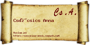 Csócsics Anna névjegykártya